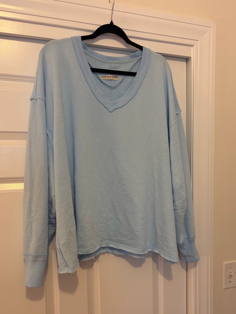 New Free People Venice V-Neck Sweatshirt In Blue Size Small - Picture 2 of 10